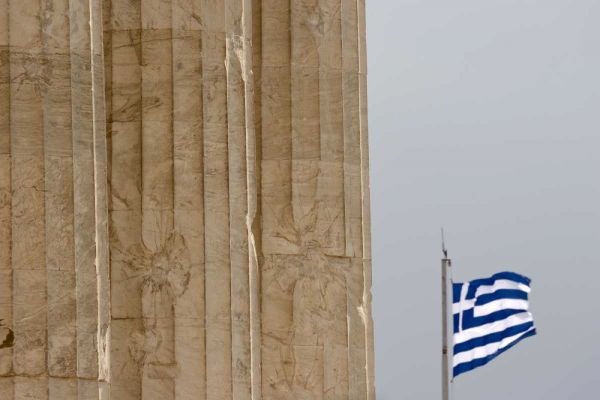 Greece, Acropolis Parthenon and Greek flag